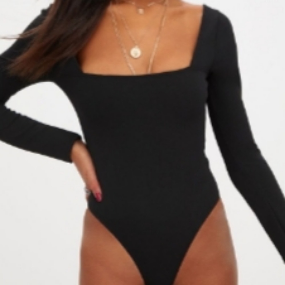 Pretty Little Thing black bodysuit, size 4, NWT